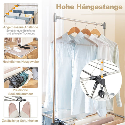 Foldable 2-Tier Clothes Drying Rack, Adjustable Stainless Steel