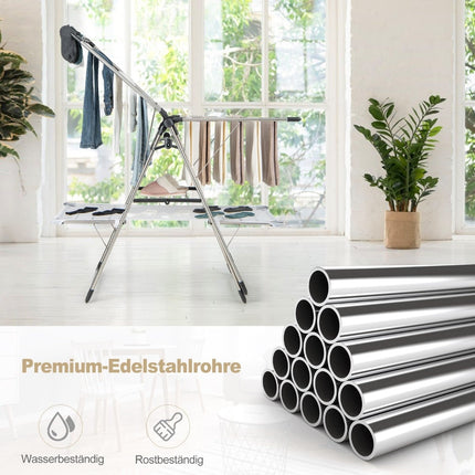 Foldable 2-Tier Clothes Drying Rack, Adjustable Stainless Steel