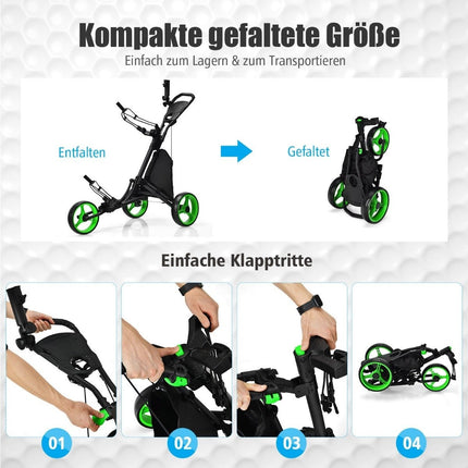 Foldable 3-Wheel Golf Trolley with Adjustable Handle