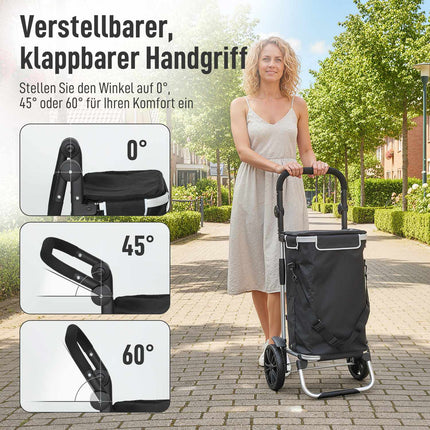 Foldable 3-in-1 Shopping Trolley, 40L, 25kg Capacity, Black