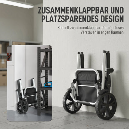 Foldable 3-in-1 Shopping Trolley, 40L, 25kg Capacity, Black