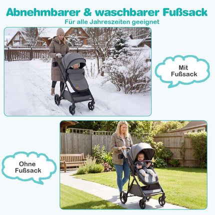 Foldable 3-in-1 Stroller with Reversible Seat, Grey