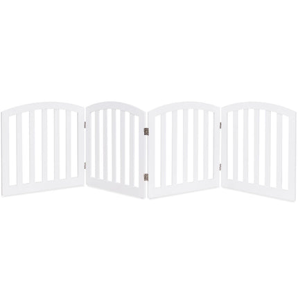Foldable 4-Panel Pet Gate, MDF Wood, White