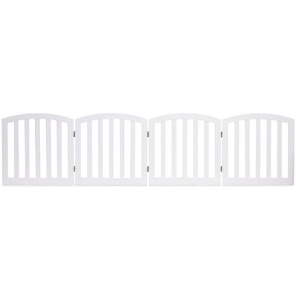 Foldable 4-Panel Pet Gate, MDF Wood, White