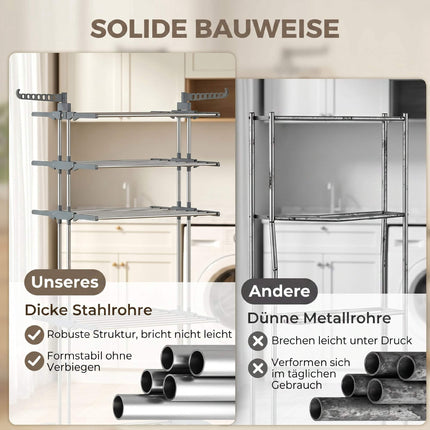 Foldable 5-Tier Clothes Drying Rack with Wheels, Grey