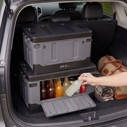 Foldable 70L XL Transport Box, Gray-Black, PP Material