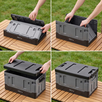 Foldable 70L XL Transport Box, Gray-Black, PP Material
