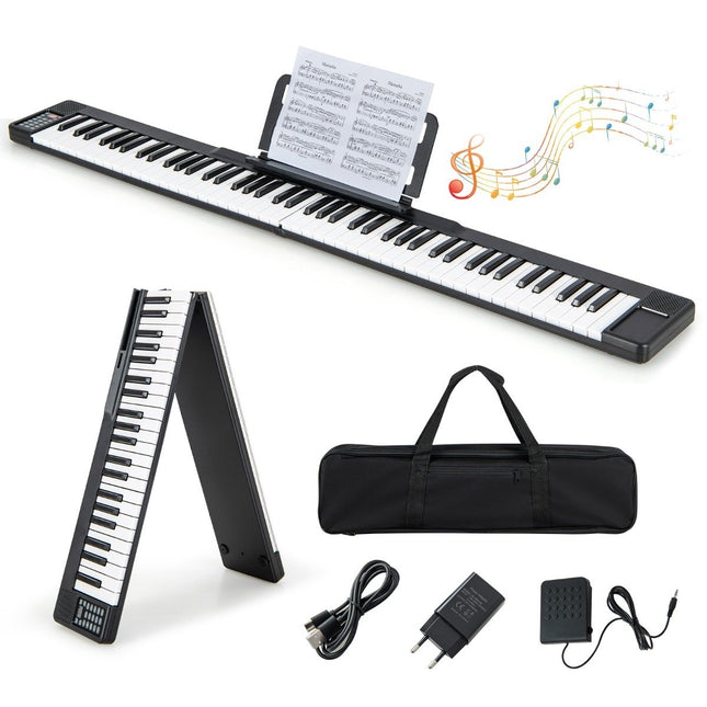 Foldable 88-key digital piano electric keyboard 137 x 16.5 x 5 cm black + white