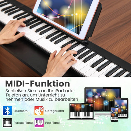Foldable 88-key digital piano electric keyboard 137 x 16.5 x 5 cm black + white