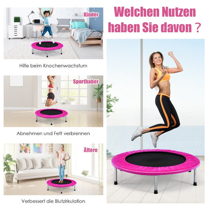 Foldable 97 cm Pink Trampoline for Kids, 150 kg Capacity