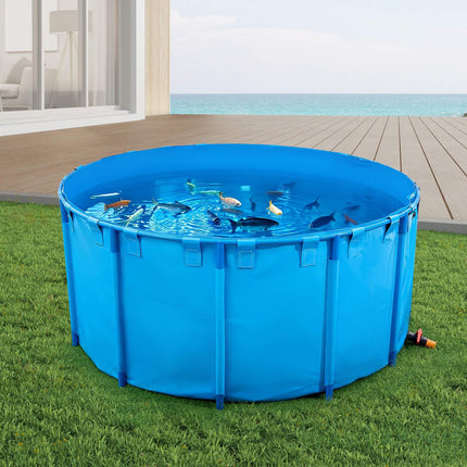 Foldable Above-Ground Fish Pond Tank, 1200 Gal, Drain Valve