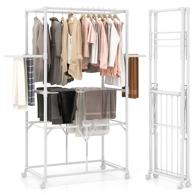 Foldable Aluminum Clothes Drying Rack with Wheels