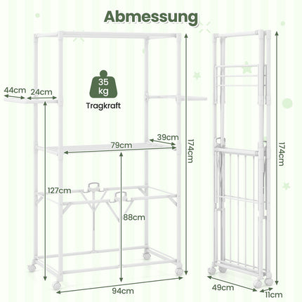 Foldable Aluminum Clothes Drying Rack with Wheels