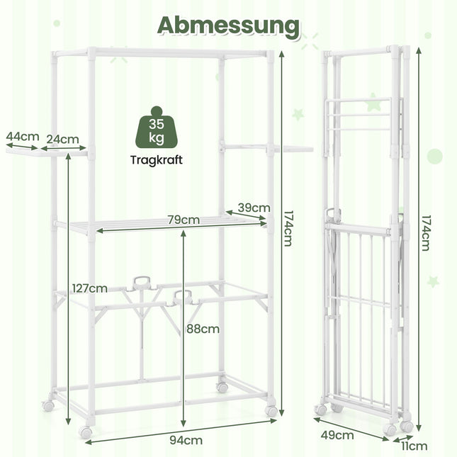 Foldable Aluminum Clothes Drying Rack with Wheels