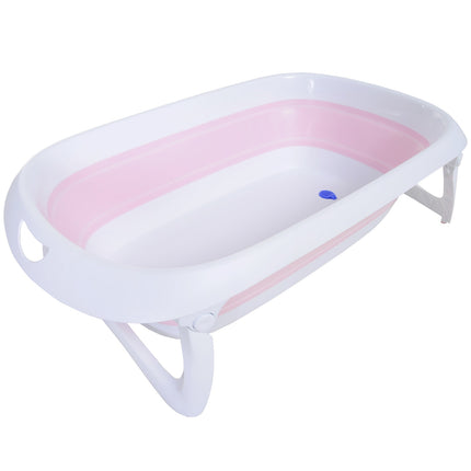 Foldable pink baby bath, ergonomic non-slip design