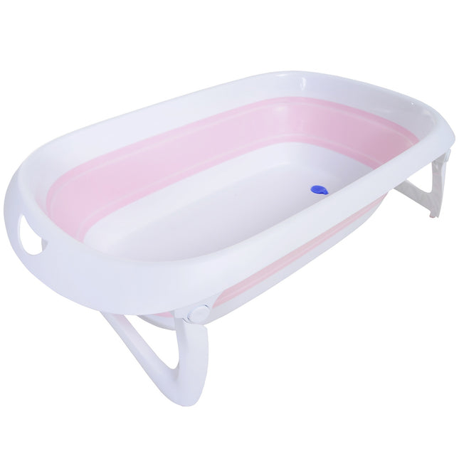 Foldable pink baby bath, ergonomic non-slip design