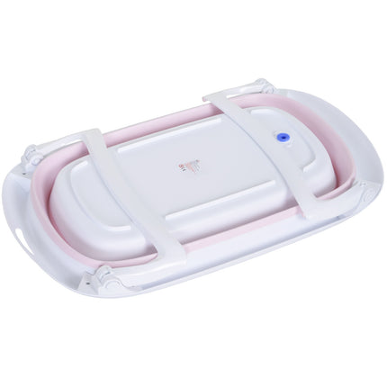 Foldable pink baby bath, ergonomic non-slip design