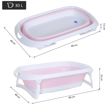 Foldable pink baby bath, ergonomic non-slip design