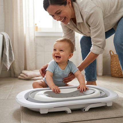 Foldable Baby Bath with Insert, Temp-Sensitive Plug