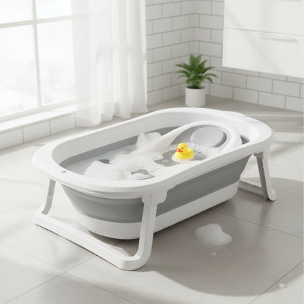 Foldable Baby Bath with Insert, Temp-Sensitive Plug