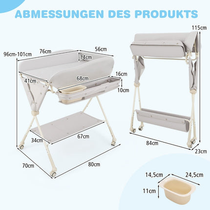 Foldable Baby Changing Table with Storage and Wash Basin