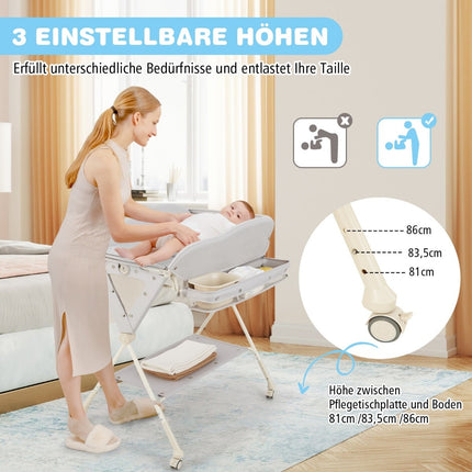 Foldable Baby Changing Table with Storage and Wash Basin