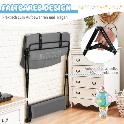 Foldable Baby Changing Table with Wheels, Adjustable Height