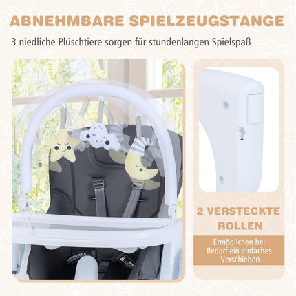Foldable Baby High Chair with Recline & Adjustable Backrest