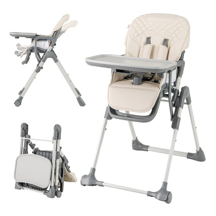 Foldable Baby High Chair with Recline & Adjustable Height