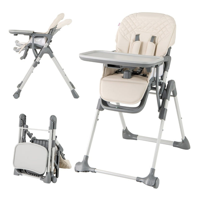 Foldable Baby High Chair with Recline & Adjustable Height