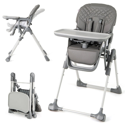 Foldable Baby High Chair with Recline & Adjustable Heights