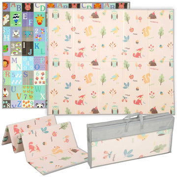 Foldable Baby Play Mat – Double-Sided, 176.5 x 148 cm, Alphabet & Animal Design