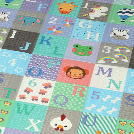 Foldable Baby Play Mat – Double-Sided, 176.5 x 148 cm, Alphabet & Animal Design