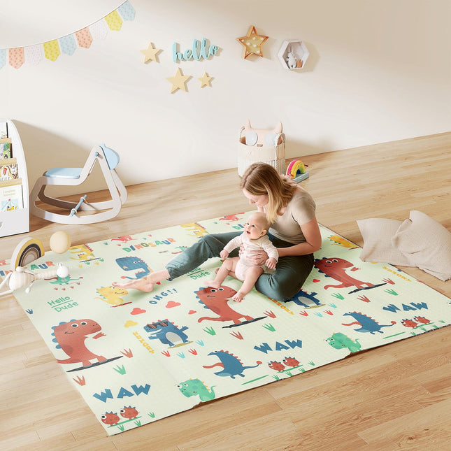 Foldable Baby Play Mat, Double-Sided, 196x176 cm, Multicolor