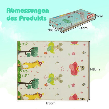 Foldable Baby Play Mat, XPE Foam, Double-Sided, 178x148 cm