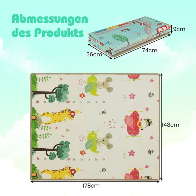 Foldable Baby Play Mat, XPE Foam, Double-Sided, 178x148 cm