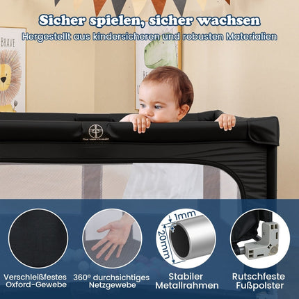 Foldable Baby Playpen, 150x150 cm with Balls & Handles
