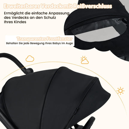 Foldable Baby Stroller with Reversible Seat, Black