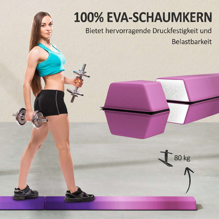 Foldable Balance Beam, 236 cm, Non-Slip, Violet/Pink