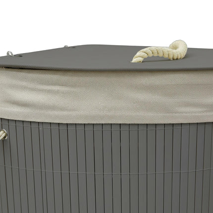 Foldable Bamboo Corner Laundry Bin with Lid
