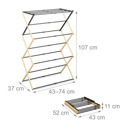 Foldable Bamboo Metal Drying Rack – 6 Tiers, Space-Saving