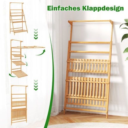 Foldable Bamboo Plant Stand with Adjustable Shelves, 71x40x120 cm