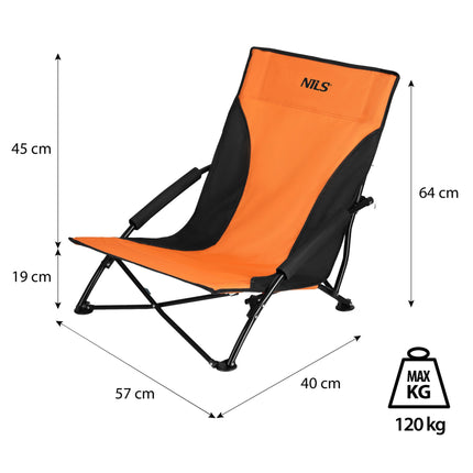 Foldable Beach Chair, Carry Bag, 120 kg Capacity
