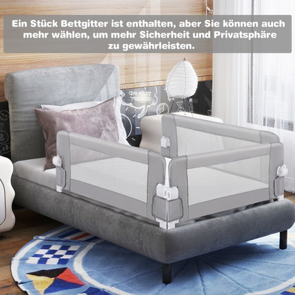 Foldable Bed Rail Guard for Toddlers, 105x40x42 cm, Gray