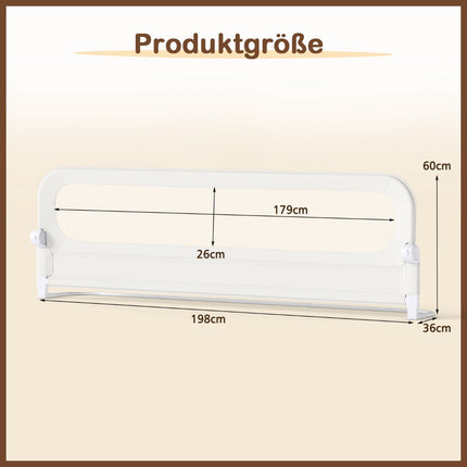 Foldable Bed Rail with Removable Cover, 198 x 60 cm, White