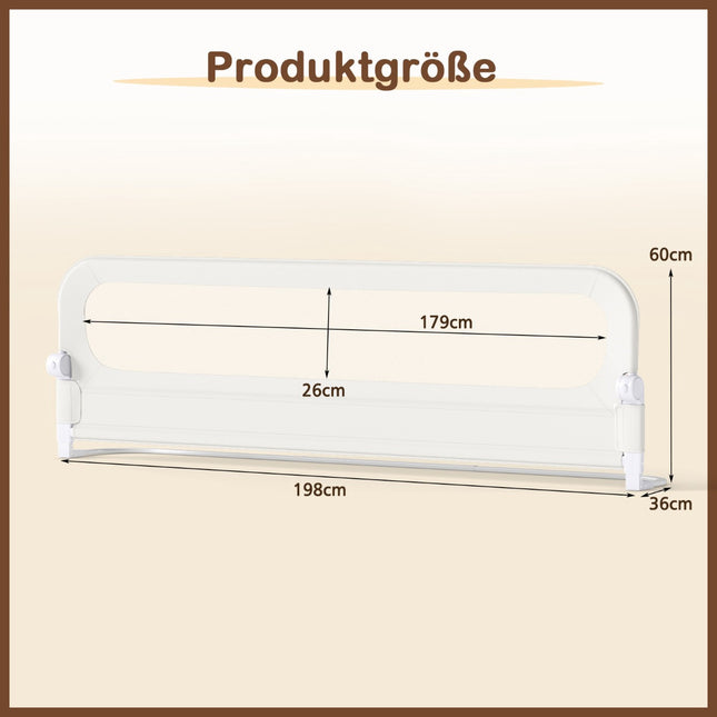 Foldable Bed Rail with Removable Cover, 198 x 60 cm, White