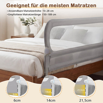 Foldable Bed Rail with Removable Oxford Cover, Grey, 198x60 cm