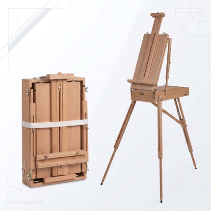 Foldable Beech Wood Easel with Drawer and Palette
