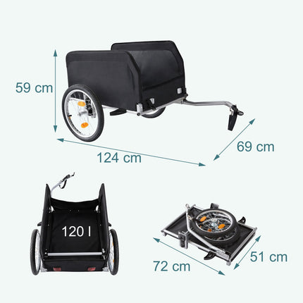 Foldable Bicycle Cargo Trailer with Weatherproof Cover