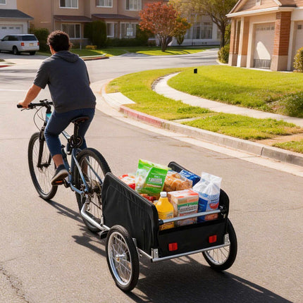 Foldable Bicycle Cargo Trailer with Weatherproof Cover